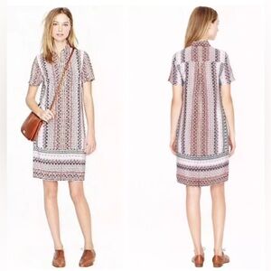 J. Crew Geometric Print Silk Shirt Dress Size 6